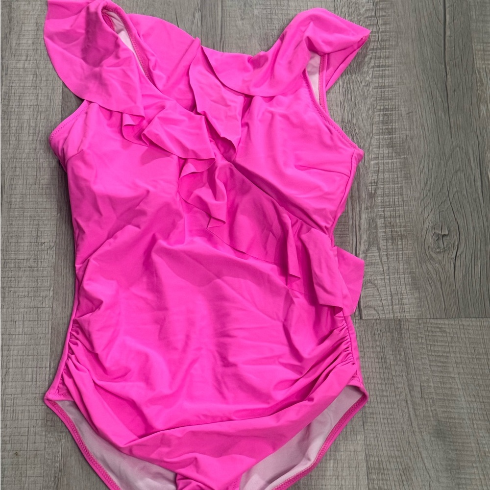 Vibrant Pink Ruffled One-Piece Swimsuit - Picture 2 of 8